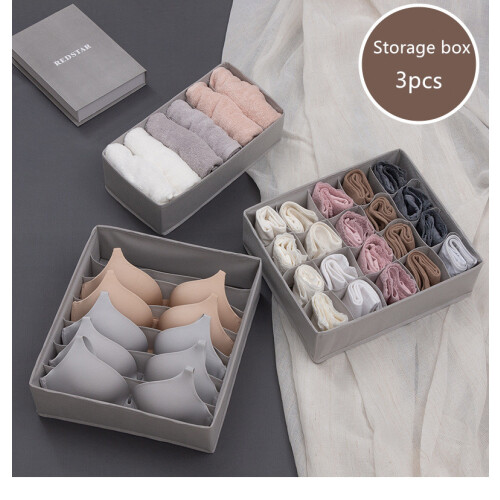 (#01) 3PCS Bras Socks Underwear Drawer Organizer Foldable Non-Woven Fabric Closet Divider 1