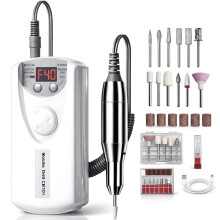 Kit fresa elettrica per unghie 40000 RPM, lima per unghie ricaricabile senza fili con display LCD, bassa emissione di ca