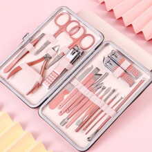 Set per nail art da 18 pezzi color oro rosa, set per pedicure, tagliaunghie, set professionale per la cura delle unghie,