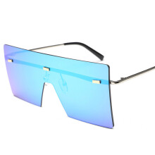 Vintage Square Sunglasses for Women, Oversized Rimless Ocean Lens Shades, Luxury Style Big Sun Glasses
