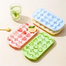 (Yellow) Moon Heart Silicone Ice Cube Maker Mold With Lid DIY 3D Stars Ice Tray for Juice Drink Whiskey Cocktails Kitchen