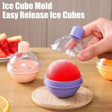 (Purple) Bulb Shape Ice Ball Mold Food-Grade Sphere Tray for Whiskey Cocktails Easy-Release BPA-Free 2-Pack