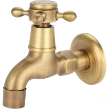 G1/2 Wall Mounted Vintage Solid Brass Water Tap for Kitchen Sink, Mop Sink and Utility Use