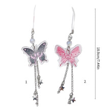 Butterfly Star Pendant Phone Lanyard Anti Lost Keychain for Bag and Backpack Black Lace Trim