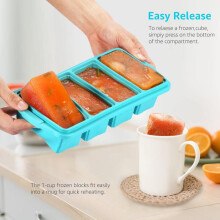 (2-grid dark green, with lid) Frozen Soup & Baby Food Silicone Ice Cube Tray - 4/2 Grids, Freshness Storage Box