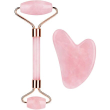 Jade Roller and Gua Sha Kit Face Massager for Skin, Eyes and Neck, Pink Facial Care Tool