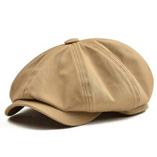 Solid Cotton Newsboy Cap for Men and Women, Flat Peaked Painter Beret Hat, Casual Style, Black 30