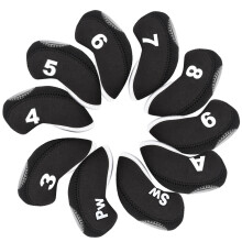 Lot de 10 couvre-clubs de golf en néoprène noir et violet, universels, pour putter en fer souple, pour les voyages en ex