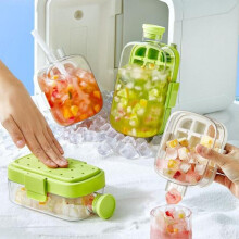 (White, 500ML) 2-in-1 Ice Cube Mold with Storage Cup Leakproof Seal Push-Type Ice Tray for Home Kitchen