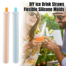 (Matches the image, 2pcs) 45659 Pcs Silicone Ice Straw Mold DIY Beverage Straw Maker Reusable Food-Grade Straw DIY Kit