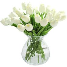 Arreglos florales para centros de mesa de fiestas, tulipanes artificiales de aspecto realista, material de poliuretano para decoración de bodas y