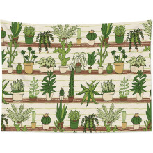 Wandteppich mit Holzregal-Design, Aquarell-Wandbehang mit botanischem Motiv für Studentenwohnheime, vielseitig einsetzbare Dekoration mit