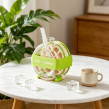 (Green) Ice Cube Bottle, 2 In 1 Ice Cube Making Bottle with Straw, Portable Touch Free Ice Cube Mold Trays, Easy