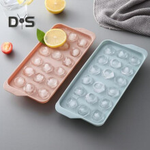 (Pink) Ice Cube Mold Leak Proof Non-stick Silicone No Residue Circle Ice Cube Tray for Freezer