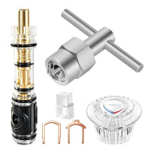 Dual Seal Ersättningspatron, med 104421 Borttagningsverktyg och Duschknopp, Kompatibel med för Moen 1225/1225B Duschtrimkit