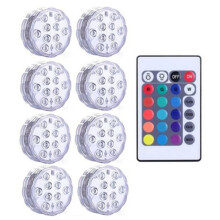 10 LEDs RGB Submersible Light Aquarium Waterproof Light Underwater Night Pool Light Ambient Light for Garden Aquarium