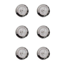 6X 3-Tums LED-Kabinbelysning i Rostfritt Stål, Taklampa med Knapp, Rund Ljuskälla, Yachttillbehör för Båtar