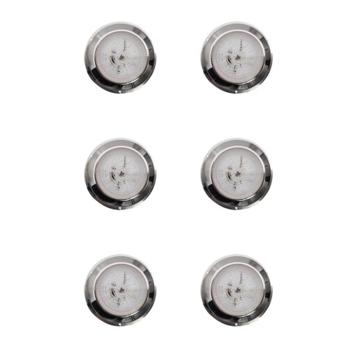 6X Luz de Teto LED de Aço Inoxidável de 3 Polegadas, Luz Circular com Botão, Acessórios Marinhos para Iates