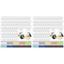 100 Sets Acryl Foto Sleutelhanger met Kwastjes, Doe-Het-Zelf Aangepaste Insteekfoto Sleutelhanger Doorzichtige Foto Sleutelhanger