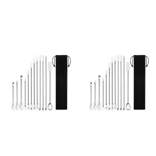 24Pcs Stainless Steels Lab Spoon Spatula Laboratory Sampling Spoon Mixing Spat Sets Working Scraper Laboratory Equipment