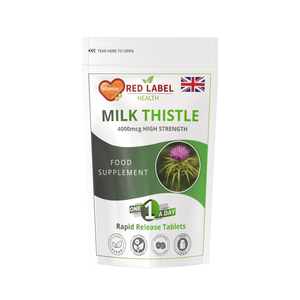 Red Label Health Milk Thistle 4000Mg 365 Tablets High Strength 80% Silymarin Vegan Uk