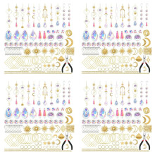 800 Pcs Crystal Suncatcher,Sun Catchers with Crystals, Kits for Adults, with Rainbow Maker, Prism, Pendants Gold