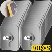 30pcs Strong Adhesive Hooks Picture Frame Holder Poster Photo Clock No Drilling Hooks Waterproof Kitchen Bathroom Hanger Screw Hooks