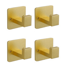 4Pcs Towel Hooks,Coat Hook,Bath Coat Robe Clothes Square Hook Hanger Wall Hook Holder for Bathroom,Hotel,Kitchen(Gold)