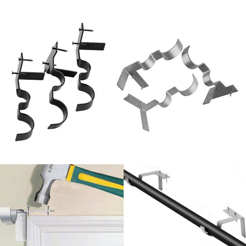 (black, 2PCS) 2PCS Double Center Support Curtain Rod Drapery Pole Bracket Into Window Frame 1