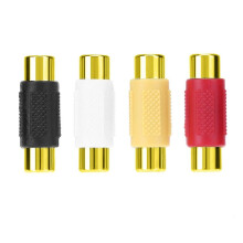 4 szt. pozłacanych złączy RCA żeńskie na RCA żeńskie, adaptery wtyczek AV (złote) do sprzętu audio