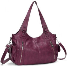 (Rot) Generisch Women's Handbag Soft Leather Tote Bag Large Capacity Hobo Shopper Vintage Brown Slouchy Shoulder Bag for Work School Travel