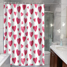 Valentine's Day Shower Curtain Red Rose Heart Polyester