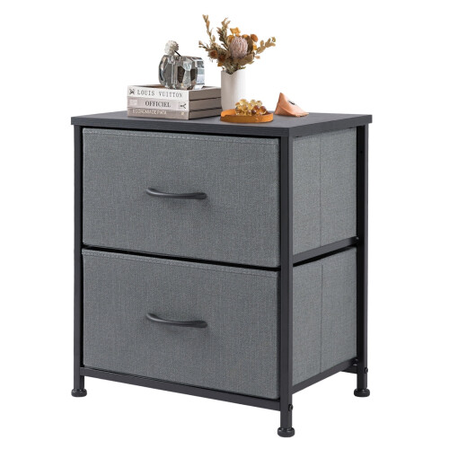 Nightstand Gray with 2 Drawers