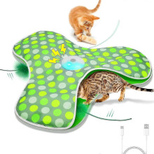 Interactive Cat Toys Rechargeable,Moving Concealed Feathers,Real Mouse Squeaky,Touch Activated Cat Kitten Toy Exercise Toys for Indoor Bored Adult Cat