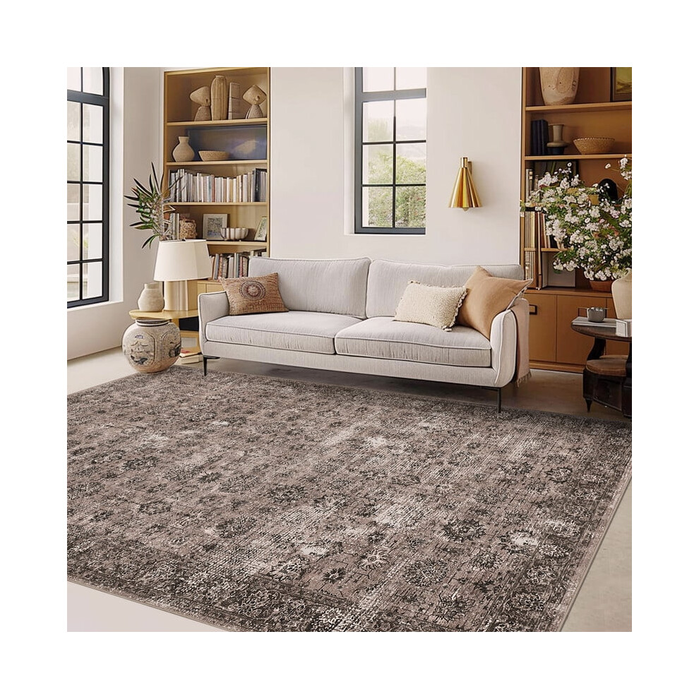 Boho area rug vintage washable 5'x7'