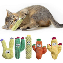 Cat Toys for Indoor Cats, 100% Pure Organic Catnip-Filled Toys Without Cotton, Interactive Cactus Kitten Toy for Anxiety Relief, Soft Cute Teething &C