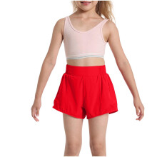 Girls' high-waisted athletic running shorts with zipper