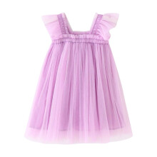 Girls Mesh Dress with Flying Sleeves and Suspenders