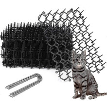 12 Pieces Anti-Cat Mat Anti-Cat Mat with Spikes Plastic Gardening Mat Deterrent Anti-Cat Network with 8 Pegs Digging Stopper Deterrent for Wild Animal