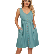 Women's Semi-Formal Sleeveless V-Neck Fit-and-Flare Dress