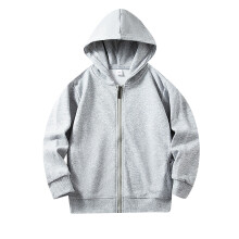 Kids Long Sleeve Zip Hoodie Solid Color Soft Sweatshirt