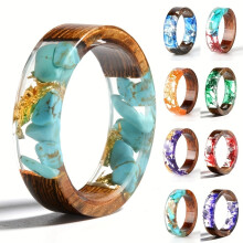 Handmade Wood Resin Ring for Women Anniversary Gift Size 7