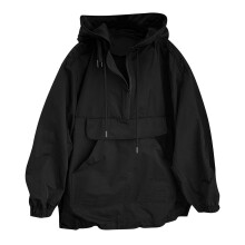 Men's Half Zip Hooded Jacket Black M