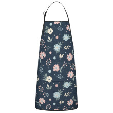 Floral Print Cotton Linen Apron with Pockets 33x27 Inch