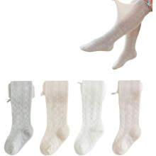 Girls' cable knit tights, seamless, cotton, 3/4/5 pack