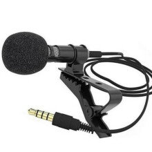 Kompakt robust kondensatormikrofon, 3,5 mm klipsbar reversmikrofon til professionel mobil optagelse, nem installation, velegnet til interviews i