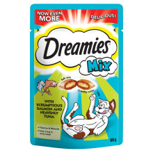 Dreamies Mix Cat Treats with Scrumptious Salmon & Heavenly Tuna, 60 g, Black, (P