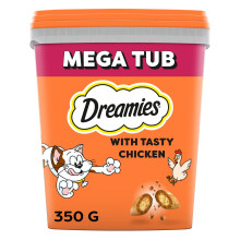 DREAMIES - Chicken Cat Treats - 2x350g - Multipack Snacks 2 Mega Tubs - Bulk Cat