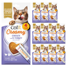 Catit Creamy Lickable Cat Treats for Cats & Kittens, Chicken&Turkey 48pk
