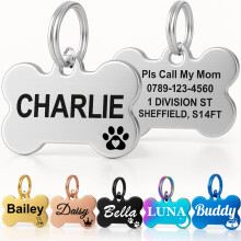 Personalised Dog Tags for Pets UK Prime, Deep Engraved Cat Dog Name ID Tags, Stainless Steel Pet Tag for Doggy Kitten Kitty Puppy, Scratch Resistant